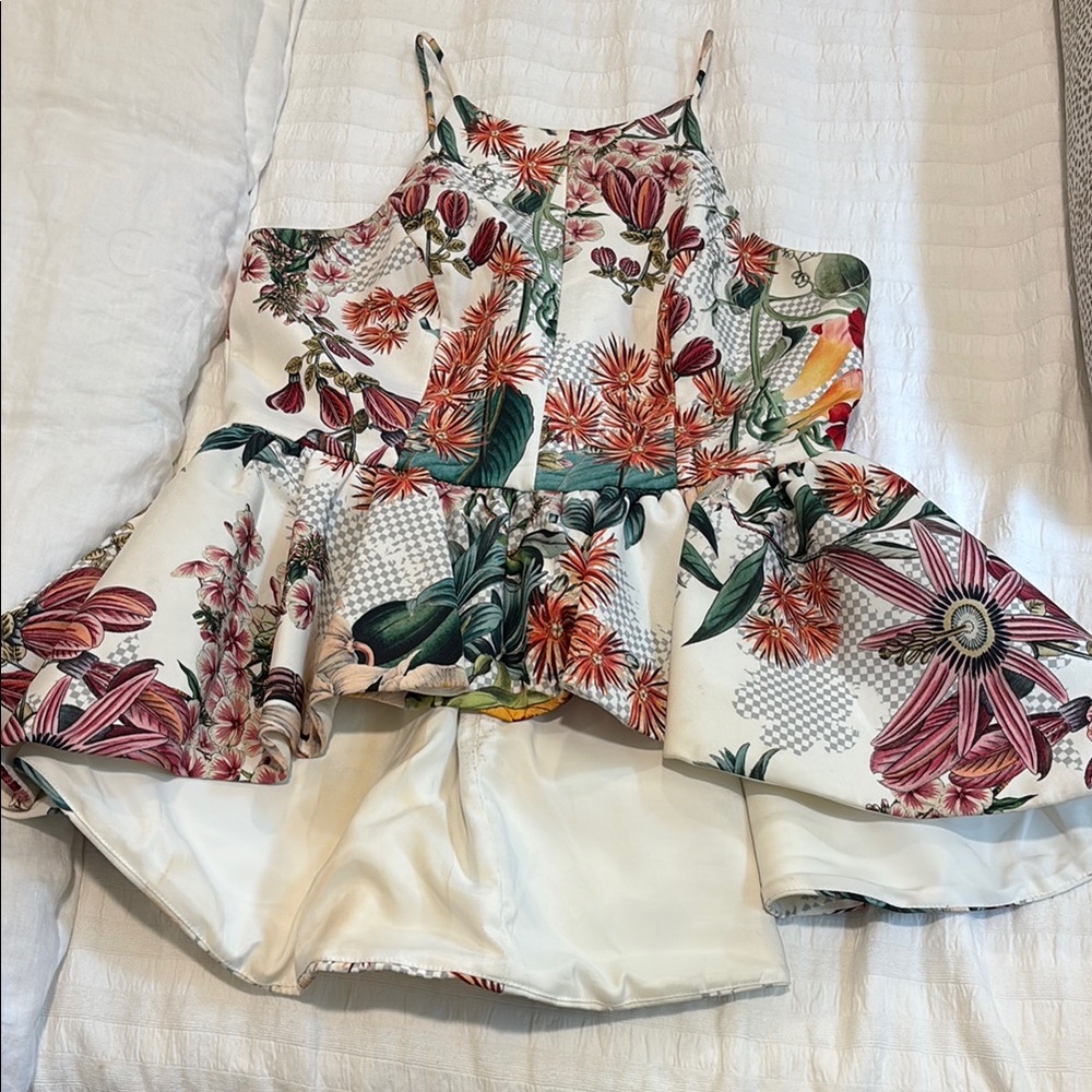 Cameo Floral Peplum Kids Top - Multicolor